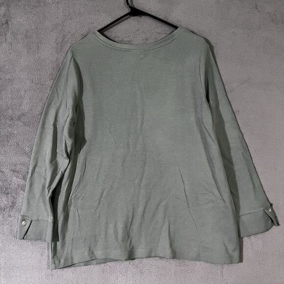J. Jill Textured Tunic Top Mineral Green Womens Sz L Pockets Long Sleeve - Picture 6 of 7